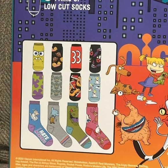 NWT nickelodeon 12 days of socks crew/low cut Sz 4-10 gift set box 12 pair - Picture 4 of 10